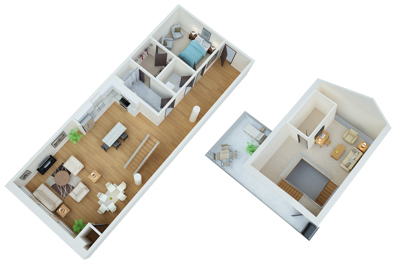 Floor plan for 1 bed, 1 bath, 1718 sqft